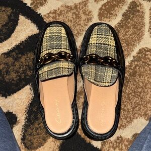 Circus NY Black Plaid Loafers with Chain